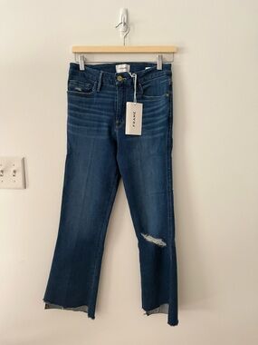 NWT Frame Denim Le Crop Mini Boot Distressed